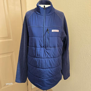 Vineyard Vines Sweater Mens M Seaward Sweater Fleece Half Zip Black 1K2406